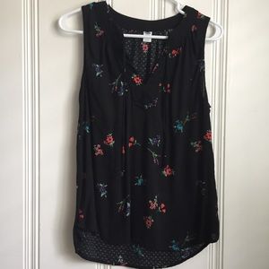 Floral Print V-Neck Top with Ties